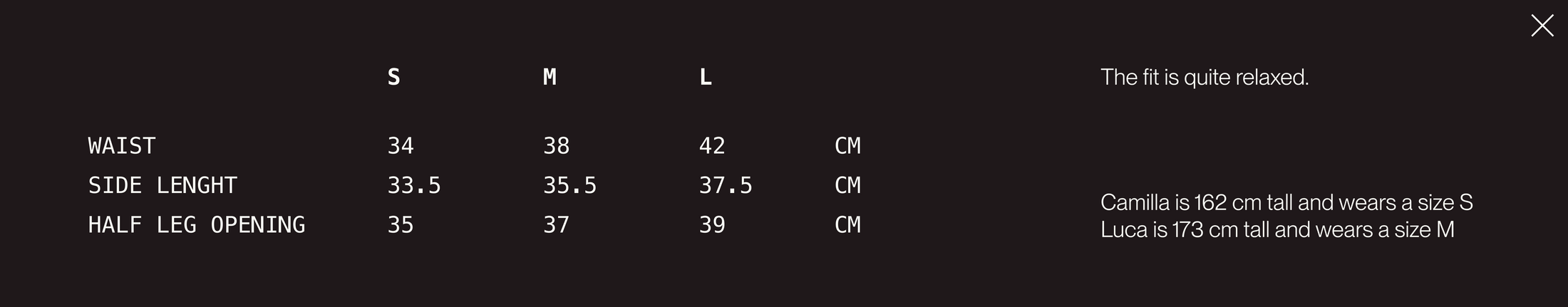 Size guide BLUE