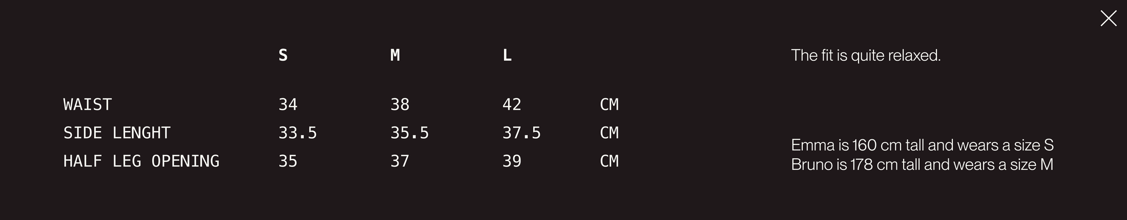 Size guide LIGHT BLUE