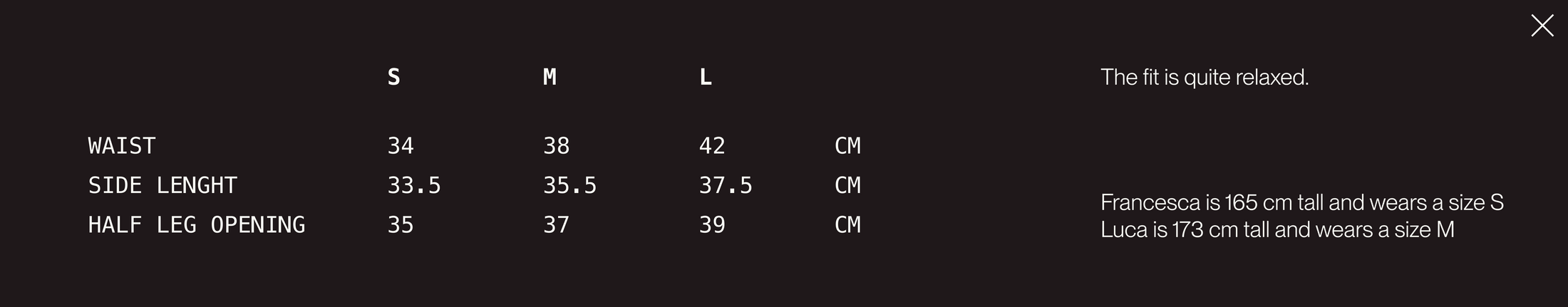 Size guide MINT