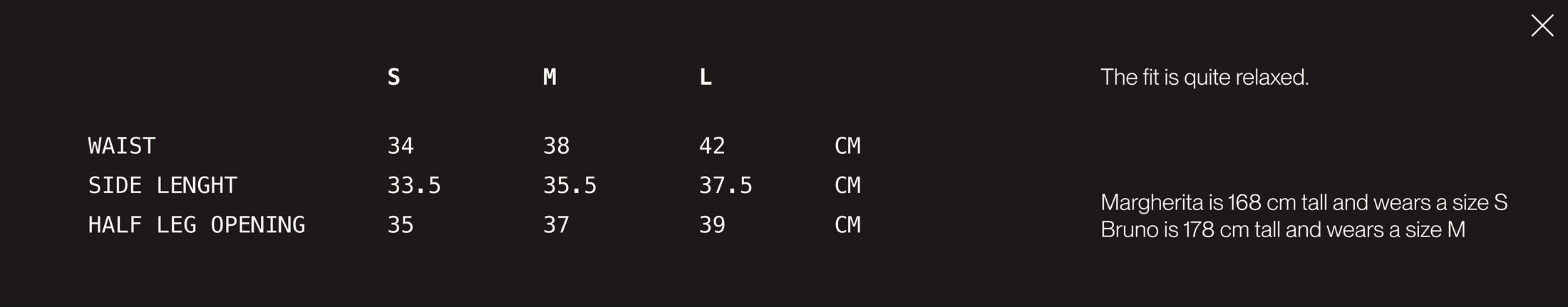Size guide PINK
