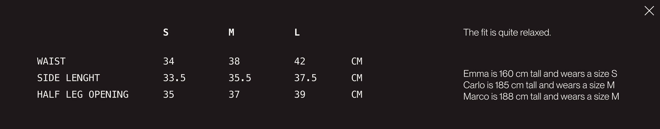 Size guide RED